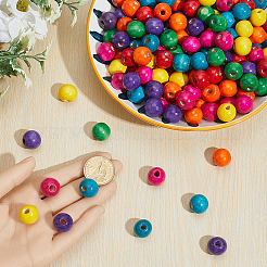 300Pcs Dyed Natural Wood Beads&nbsp;WOOD-PA0001-22