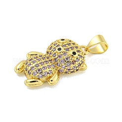 Brass Micro Pave Cubic Zirconia Pendants&nbsp;KK-R159-20C-G