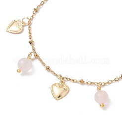 Natural Rose Quartz Round Beads Charm Bracelets&nbsp;BJEW-JB12029-01