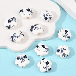 Floral Printed Porcelain Beads&nbsp;X-PORC-Q166-1