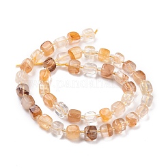 Natural Yellow Hematoid Quartz/Golden Healer Quartz Beads Strands&nbsp;G-K323-10