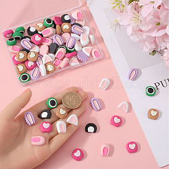 48 Pairs 8 Styles Cute Opaque Resin Cabochons&nbsp;RESI-SC0003-08