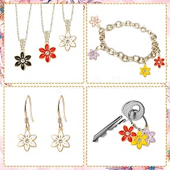30Pcs 6 Colors Flower Alloy Enamel Pendants&nbsp;ENAM-CJ0006-22