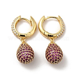 Cubic Zirconia Teardrop Dangle Hoop Earrings&nbsp;EJEW-F288-04