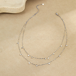 304 Stainless Steel Star Tassel Double Layer Necklaces for Women&nbsp;WG45CA4-02