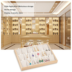 18-Grid Bamboo Pendant Necklaces Displays Plate&nbsp;NDIS-WH0006-07
