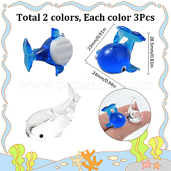 6Pcs 2 Colors Handmade Lampwork Sea Animal Figurines&nbsp;DJEW-SP0001-03
