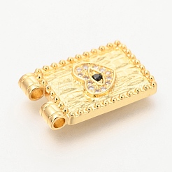 Brass Micro Pave Clear & Black Cubic Zirconia Pendants&nbsp;ZIRC-O036-54G