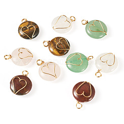 10 Pcs Tiger Eye & Red Jasper & Rose Quartz & Green Aventurine & Quartz Crystal Pendants&nbsp;PALLOY-TA00206