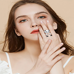 1Set Cartoon Alloy Adjustable Cuff Rings Sets&nbsp;RJEW-LP0005-01