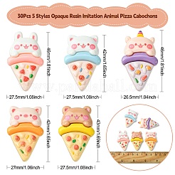 30Pcs 5 Styles Opaque Resin Imitation Animal Pizza Cabochons&nbsp;RESI-CJ0003-67