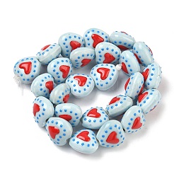 Heart Pattern Handmade Porcelain Enamel Beads&nbsp;PORC-G016-03O