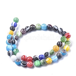 Handmade Millefiori Glass Round Beads Strands&nbsp;LK-R004-93
