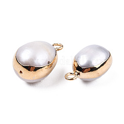 Electroplate Natural Baroque Pearl Keshi Pearl Pendants&nbsp;PEAR-N021-11
