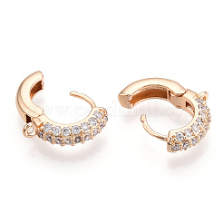 Brass with Crystal Rhinestone Hoop Earring Finding&nbsp;X-KK-C024-13KCG