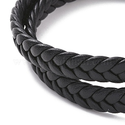 Black Microfiber Braided Cord Double-strand Bracelet with 304 Stainless Steel Magnetic Clasps&nbsp;BJEW-P275-24P