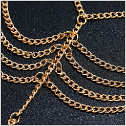 Auspicious Cloud Alloy Curb Chain Multi-Layered Tassel Toe Ring Anklets for Women&nbsp;FS-WG4B6F6-01