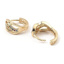Brass Micro Pave Cubic Zirconia Hoop Earrings&nbsp;EJEW-D078-53KCG