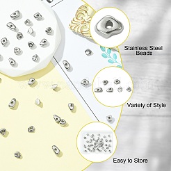 36Pcs 6 Styles 304 Stainless Steel Beads&nbsp;STAS-CJ0002-90