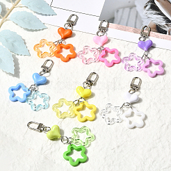 7Pcs 7 Colors Star & Heart Resin Pendant Decorations&nbsp;HJEW-SP0001-28