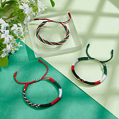 3Pcs 3 Styles Palestinian Flag Colour Nylon Cord Braided Bracelets for Men Women&nbsp;BJEW-UN0001-91