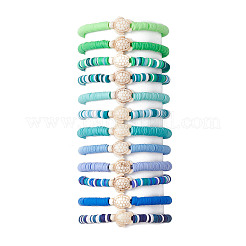 12Pcs 12 Color Polymer Clay Heishi Surfer Stretch Bracelets Set&nbsp;BJEW-JB09731