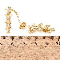 Brass Pave Cubic Zirconia Stud Earrings for Women&nbsp;KK-CBADCD7-01G