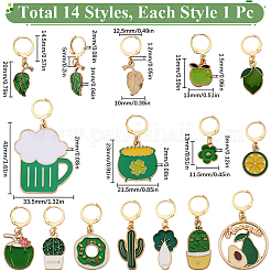 1 Set Cauldron/Beer/Flower Alloy Enamel Pendant Locking Stitch Markers&nbsp;HJEW-SC0001-57