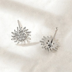 Brass Micro Pave Clear Cubic Zirconia Stud Earrings&nbsp;EJEW-R016-26P-08