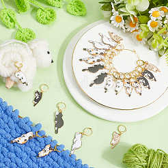 21Pcs 7 Styles Cat Alloy Enamel Pendant Locking Stitch Markers&nbsp;HJEW-SC00113