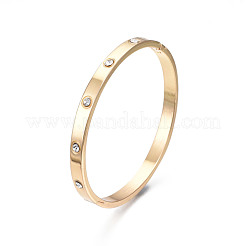 Brass Hinged Bangle with Crystal Rhinestone for Women&nbsp;BJEW-S118-127G