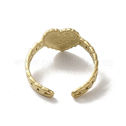 Valentine's Day 304 Stainless Steel Heart Open Cuff Rings&nbsp;LS-RJEW-K258-02G