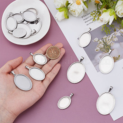 8Pcs 4 Styles Stainless Steel Pendant Cabochon Settings&nbsp;STAS-NB0002-03
