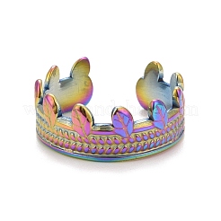 Ion Plating(IP) Rainbow Color 304 Stainless Steel Leaf Open Cuff Ring for Women&nbsp;RJEW-C025-03M