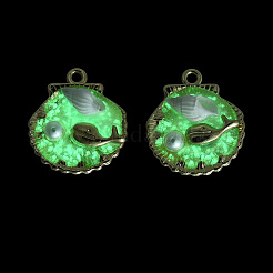 Luminous Rack Plating Alloy Resin and ABS Imitation Pearl and Porcelain Pendants&nbsp;ENAM-T091-69