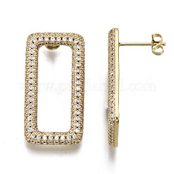 Brass Micro Pave Clear Cubic Zirconia Stud Earrings&nbsp;EJEW-T046-13G-NF