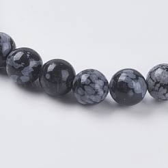 Natural Snowflake Obsidian Beads Strands&nbsp;G-G515-6mm-01