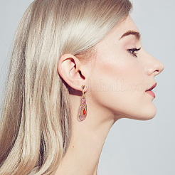 4 Pairs 4 Colors Rhinestone Teardrop Dangle Stud Earrings&nbsp;EJEW-FI0002-42