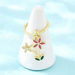 Brass Micro Pave Cubic Zirconia Pendant Finger Rings for Women&nbsp;RJEW-A090-04G