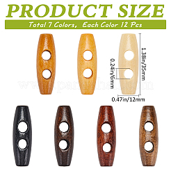 84Pcs 7 Colors Natural Wood Buttons&nbsp;BUTT-GF0003-90C