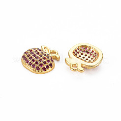 Rack Plating Brass Micro Pave Medium Violet Red Cubic Zirconia Charms&nbsp;KK-S360-156