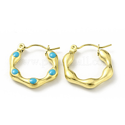 Ion Plating(IP) 304 Stainless Steel Hexagon Hoop Earrings with Enamel for Women&nbsp;EJEW-G293-17B-G