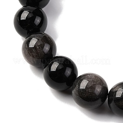 Natural Silver Sheen Obsidian Beads Strands&nbsp;G-F808-C01-14mm