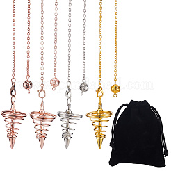 4Pcs 4 Colors Brass Cable Chain Coil Dowsing Pendulums&nbsp;HJEW-CP0001-02
