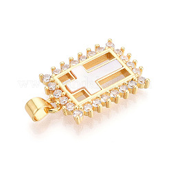 Brass Micro Pave Clear Cubic Zirconia Pendants&nbsp;KK-N268-67G