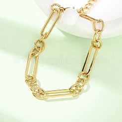 304 Stainless Steel Paperclip & Oval Link Cahin Bracelets for Women&nbsp;BJEW-F536-24G