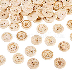 200Pcs 8 Styles Wood Buttons&nbsp;BUTT-TA0001-34