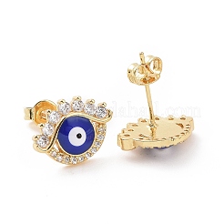 Enamel Evil Eye Stud Earrings with Clear Cubic Zirconia&nbsp;EJEW-G343-02G