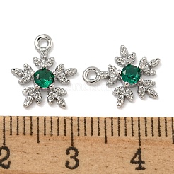 Flower Brass Micro Pave Cubic Zirconia Pendants&nbsp;KK-N254-102P-01