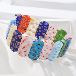 Handmade Millefiori Lampwork Beaded Stretch Bracelets for Men Women&nbsp;BJEW-G738-01C-14